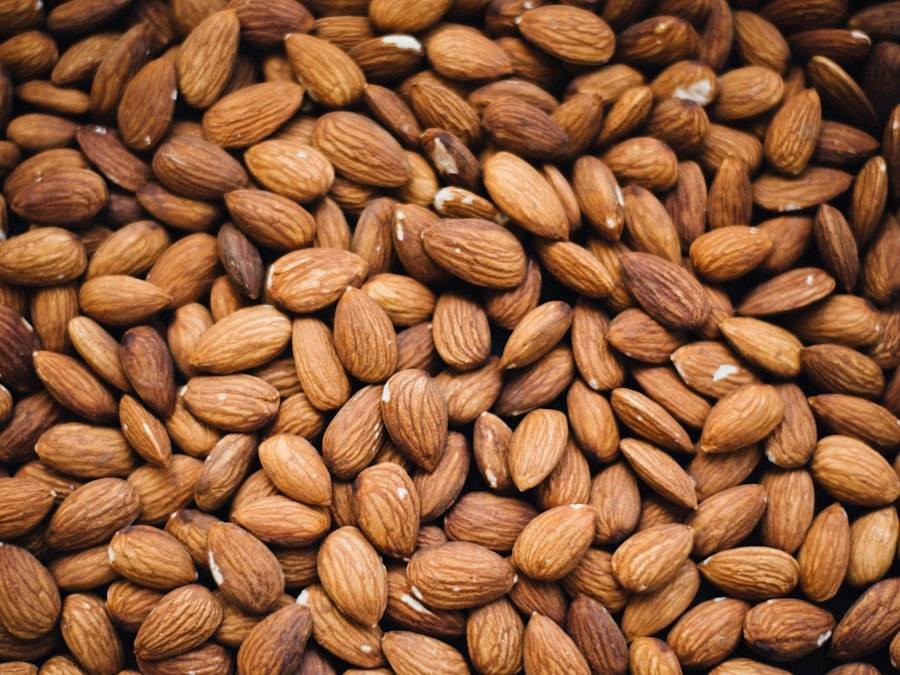 Whole almonds filling the frame